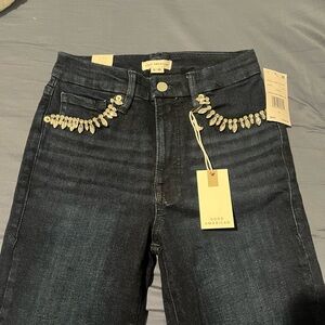 Good American Women's Dark Blue Jeans with Crystal Accents